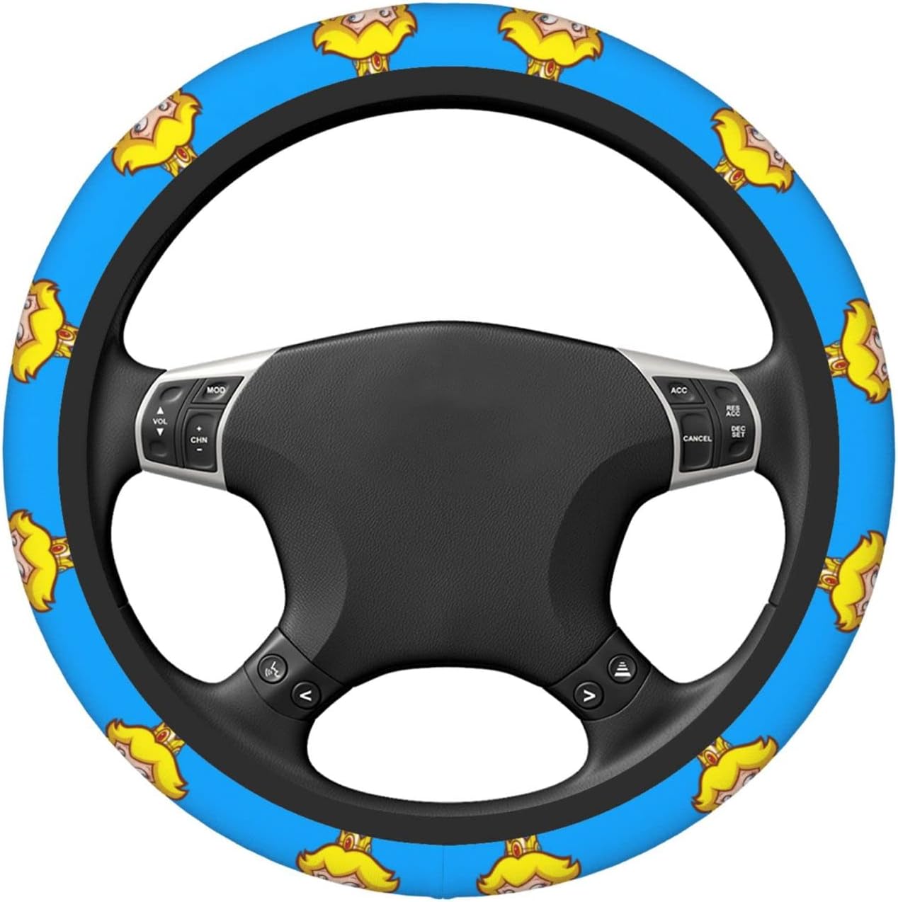 Mario Steering Wheel Cover Super Mario Princess Peach Pattern Driving Wheel Cover Blue