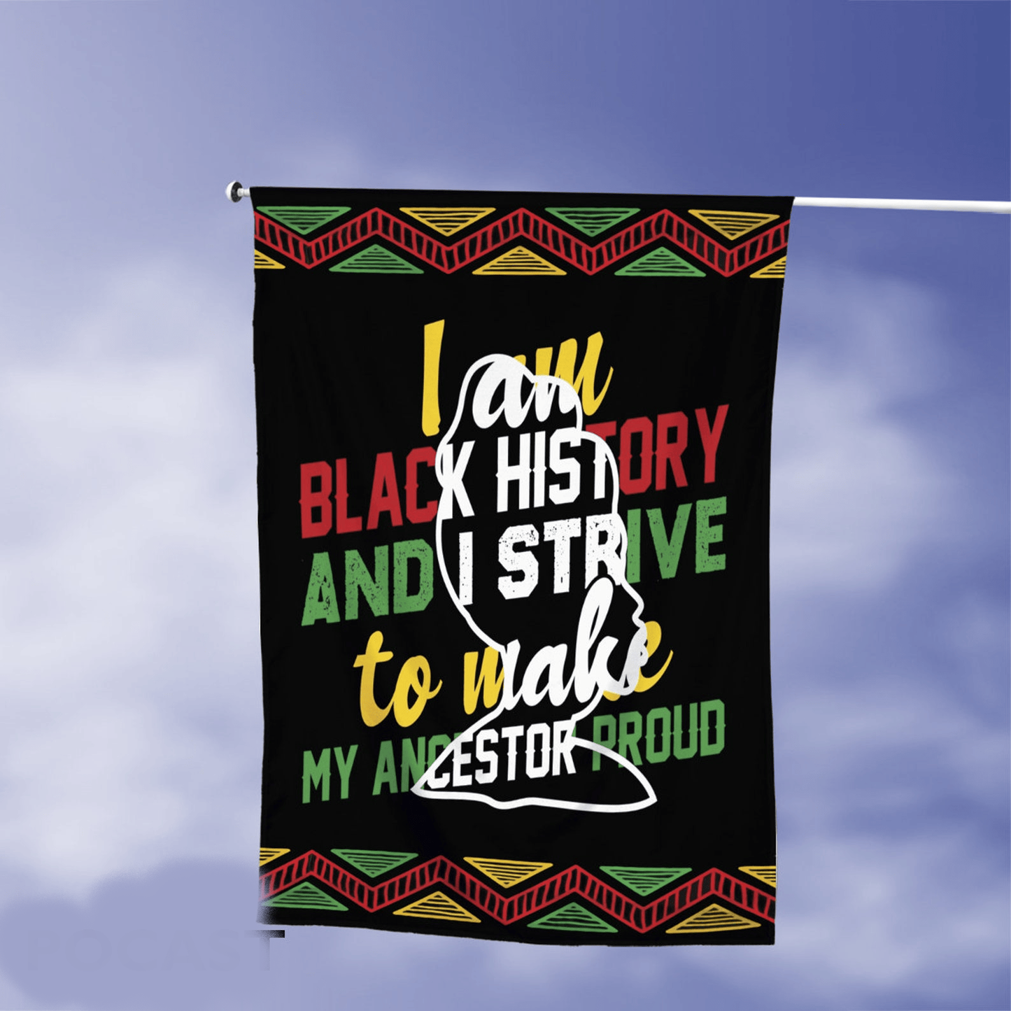 Africa American Flags I Am Strive To Walk My Ancestor Proud Flag Yellow Green Juneteenth Flag