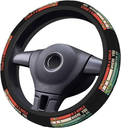 Hippie Steering Wheel Cover Where You Can Be Anything Be Kind Driving Wheel Cover Black Green