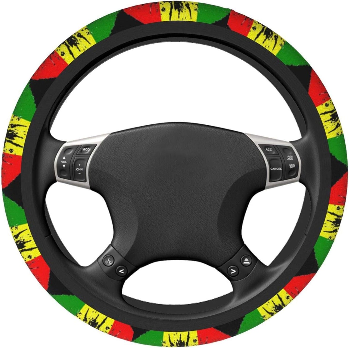 Africa Americans Steering Wheel Cover Reggae Rasta Lips Pattern Driving Wheel Cover Colorful