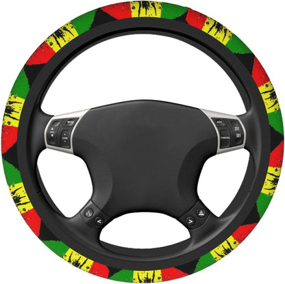 Africa Americans Steering Wheel Cover Reggae Rasta Lips Pattern Driving Wheel Cover Colorful