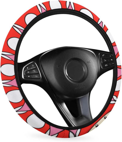 Mario Steering Wheel Cover Super Mario Mushroom Head Pattern Driving Wheel Cover Red White