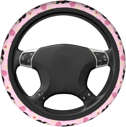 Minnie Steering Wheel Cover Laughing MM And Flowers Pattern Driving Wheel Cover Pink