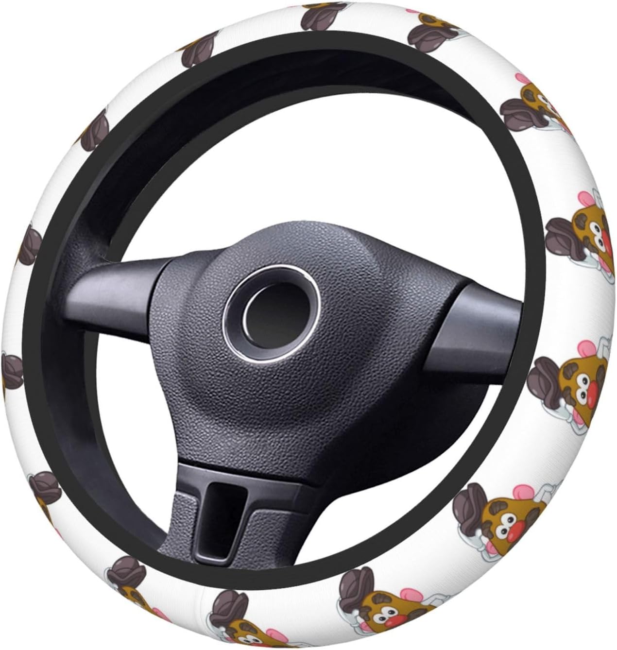 Toy Story Steering Wheel Cover Toy Mr Potato Head Pattern Driving Wheel Cover White Brown