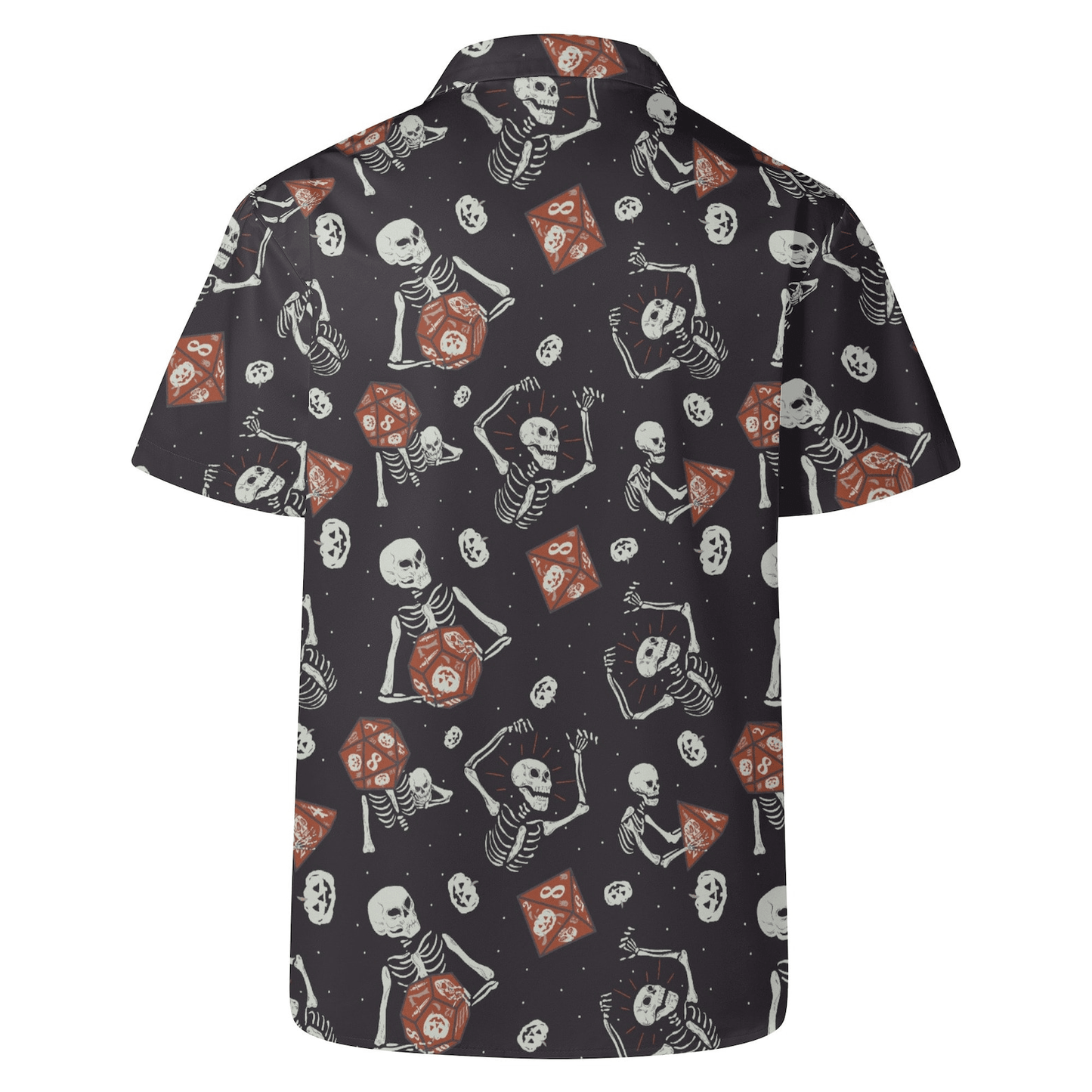 Halloween Hawaii Shirt Skeleton Playing Dices Pattern Hawaiian Shirt Black Unisex