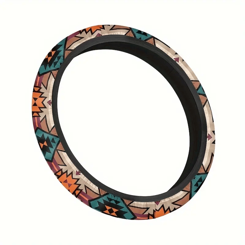 Native American Steering Wheel Cover Bohemian Aztec Native American Pattern Driving Wheel Cover Green Orange