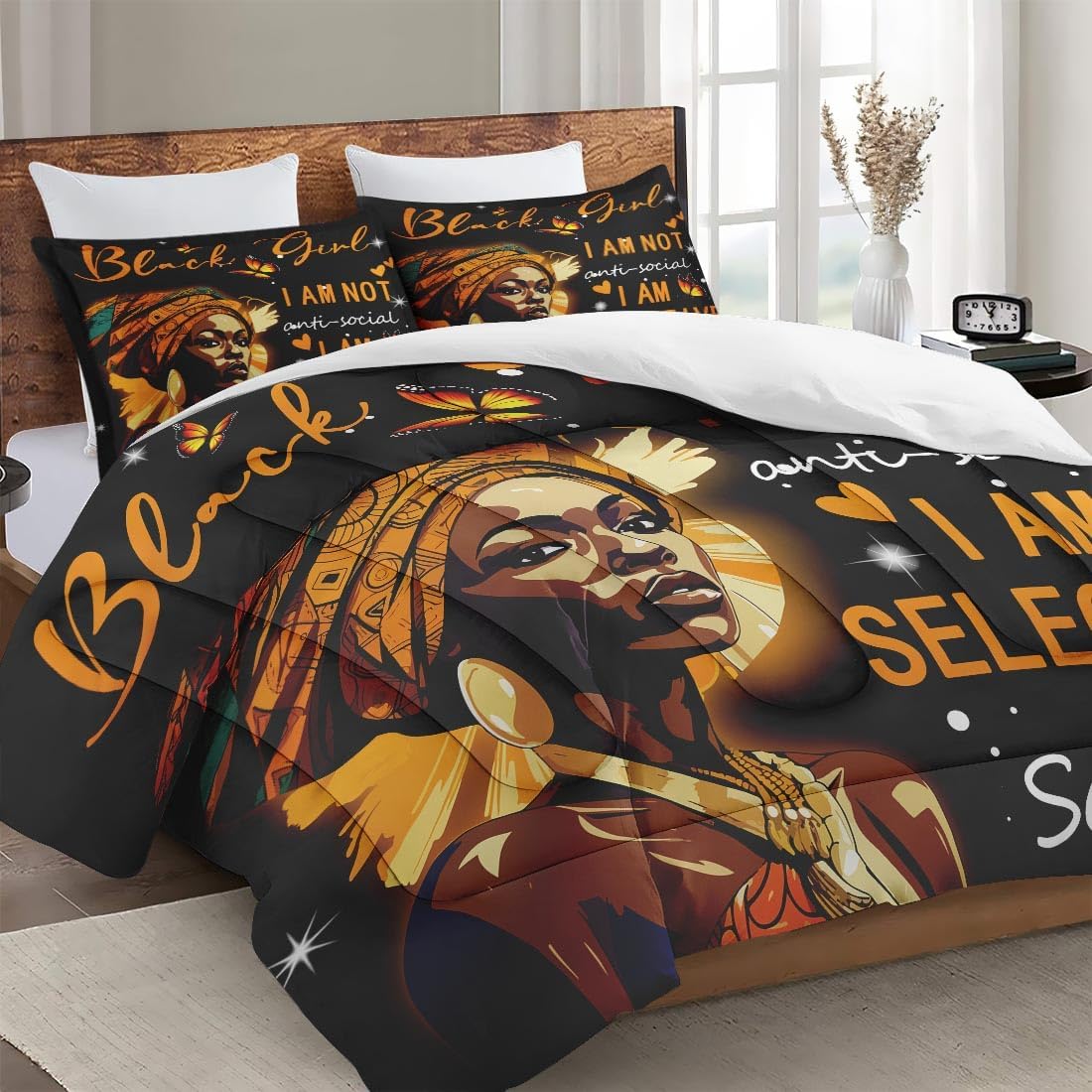 Africa Americans Bedding Set I Am Not Anti Social I Am Selective Duvet Covers Black Unique Gift
