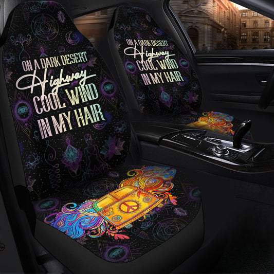 On A Dark Desert Hippie Van Car Seat Covers