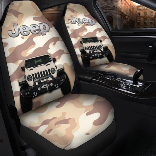 Cream White Jeep Camouflage Car Seat Covers