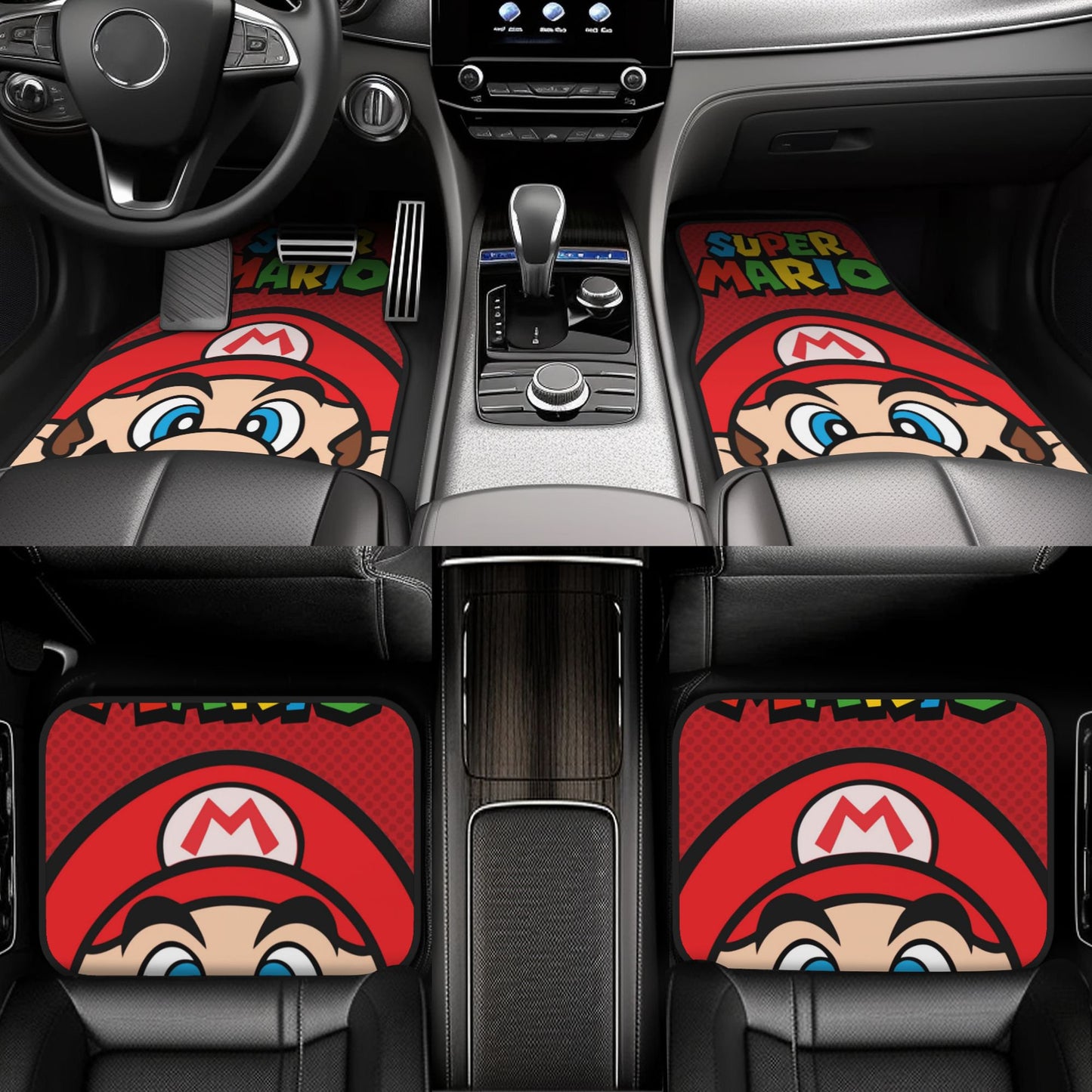 Mario Car Mats Game Character Super Mario Close Up Face Car Floor Mats Red