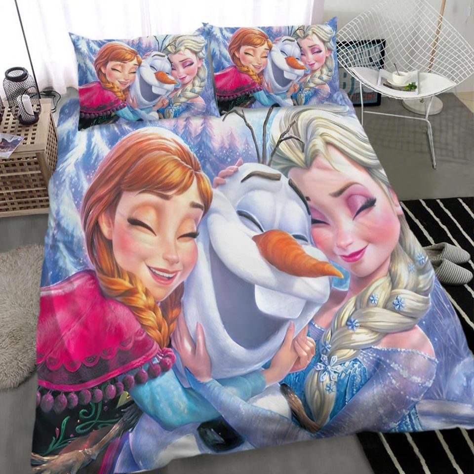 Frozen Bedding Set DN Elsa And Anna Hugging Olaf Duvet Covers Colorful Unique Gift