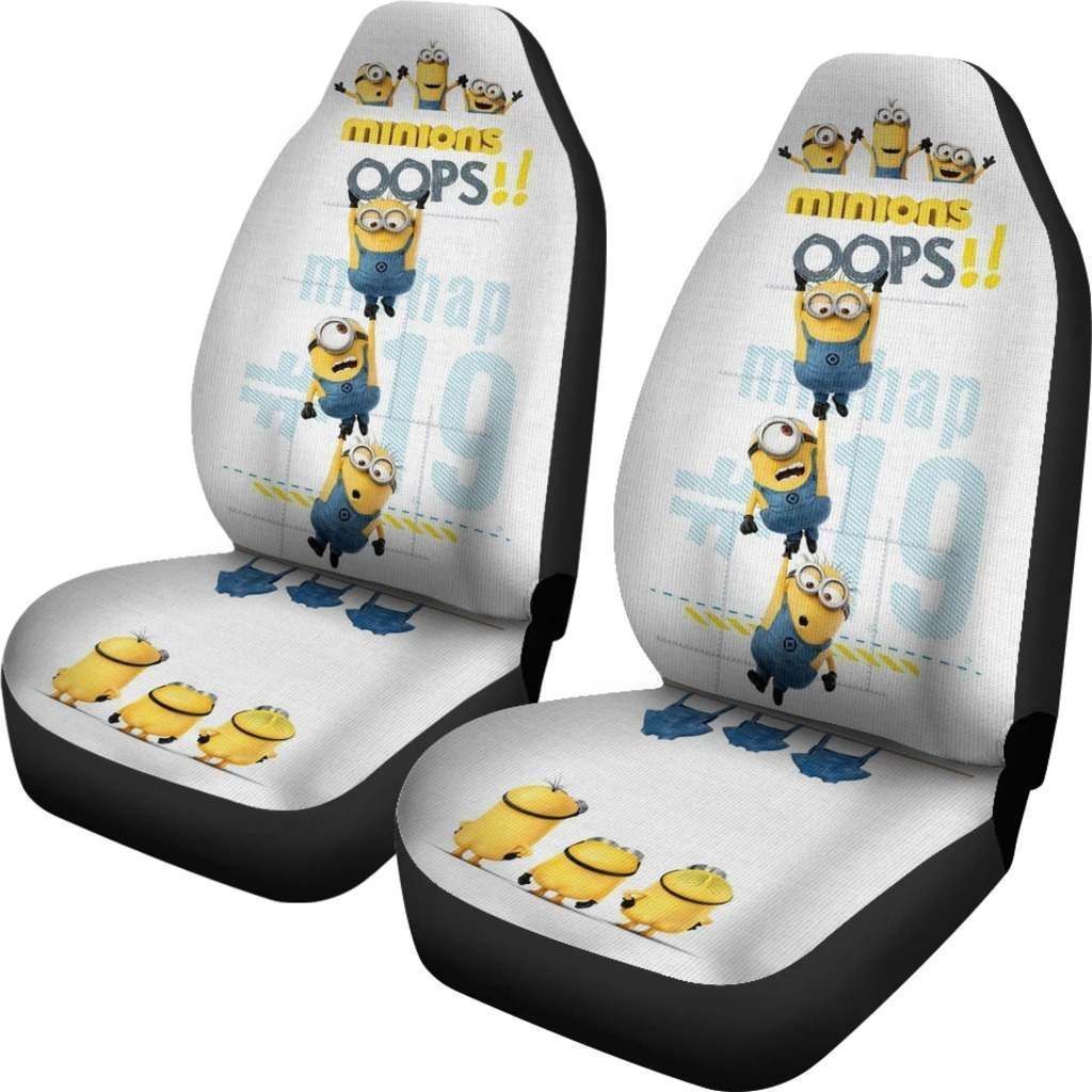 Minions Car Seat Covers Minions Oops Dangling Graphic Seat Covers Yellow White