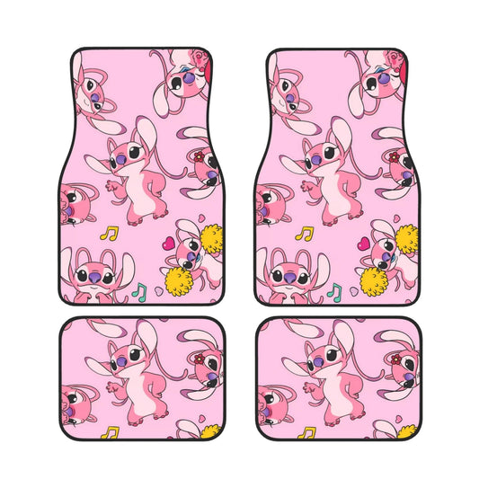 Stitch Car Mats Cute Angel All Poses Pattern Car Floor Mats Pink