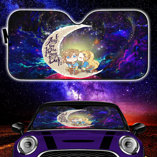 Legend Of Zelda Car Sun Shade Zelda Couple Love You To The Moon Winshield Sun Shade Blue