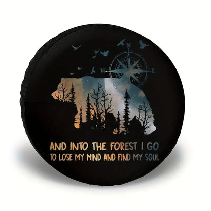 Bear Spare Tire Cover Bear And Into The Forest I Go Tire Covers Black