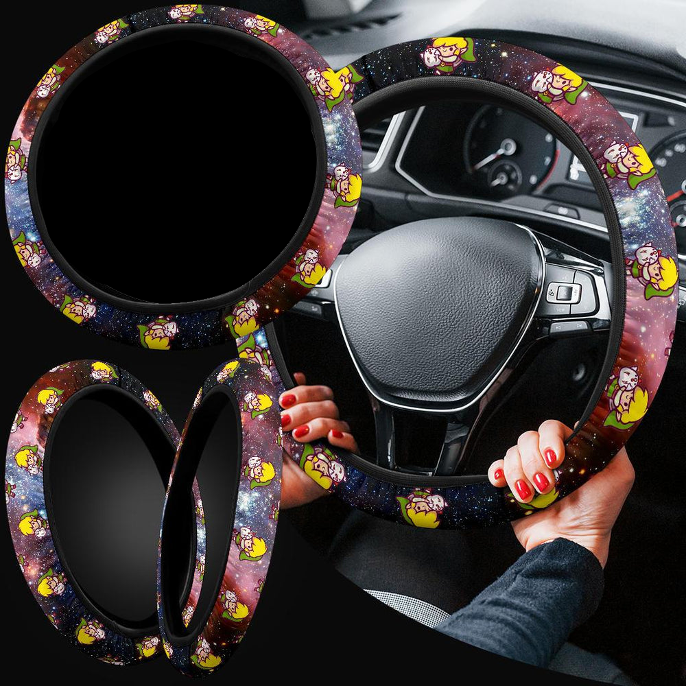 The Legend Of Zelda Steering Wheel Cover Link Hugging Chicken Pattern Galaxy Driving Wheel Cover Colorful