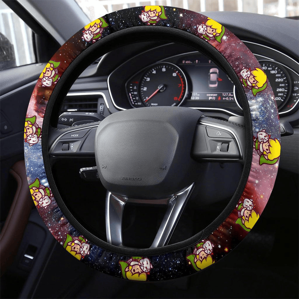 The Legend Of Zelda Steering Wheel Cover Link Hugging Chicken Pattern Galaxy Driving Wheel Cover Colorful