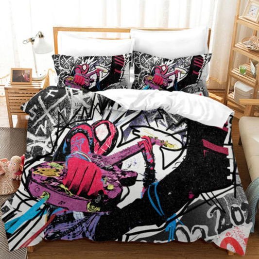 Spiderman Bedding Set MV Spider-Punk Across The Spider-Verse Duvet Covers Colorful Unique Gift