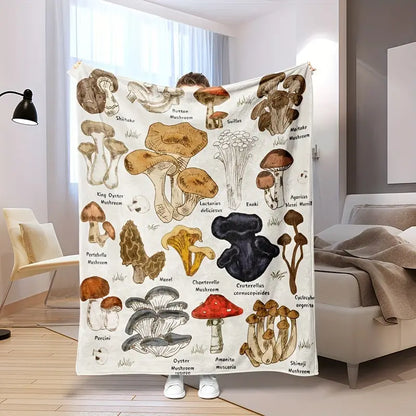 Mushroom Blanket Mushroom And Name Pattern Blanket White Brown