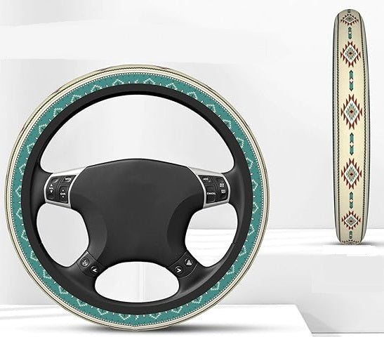 Native American Steering Wheel Cover Native American Indian Tribal Pattern Driving Wheel Cover White Blue