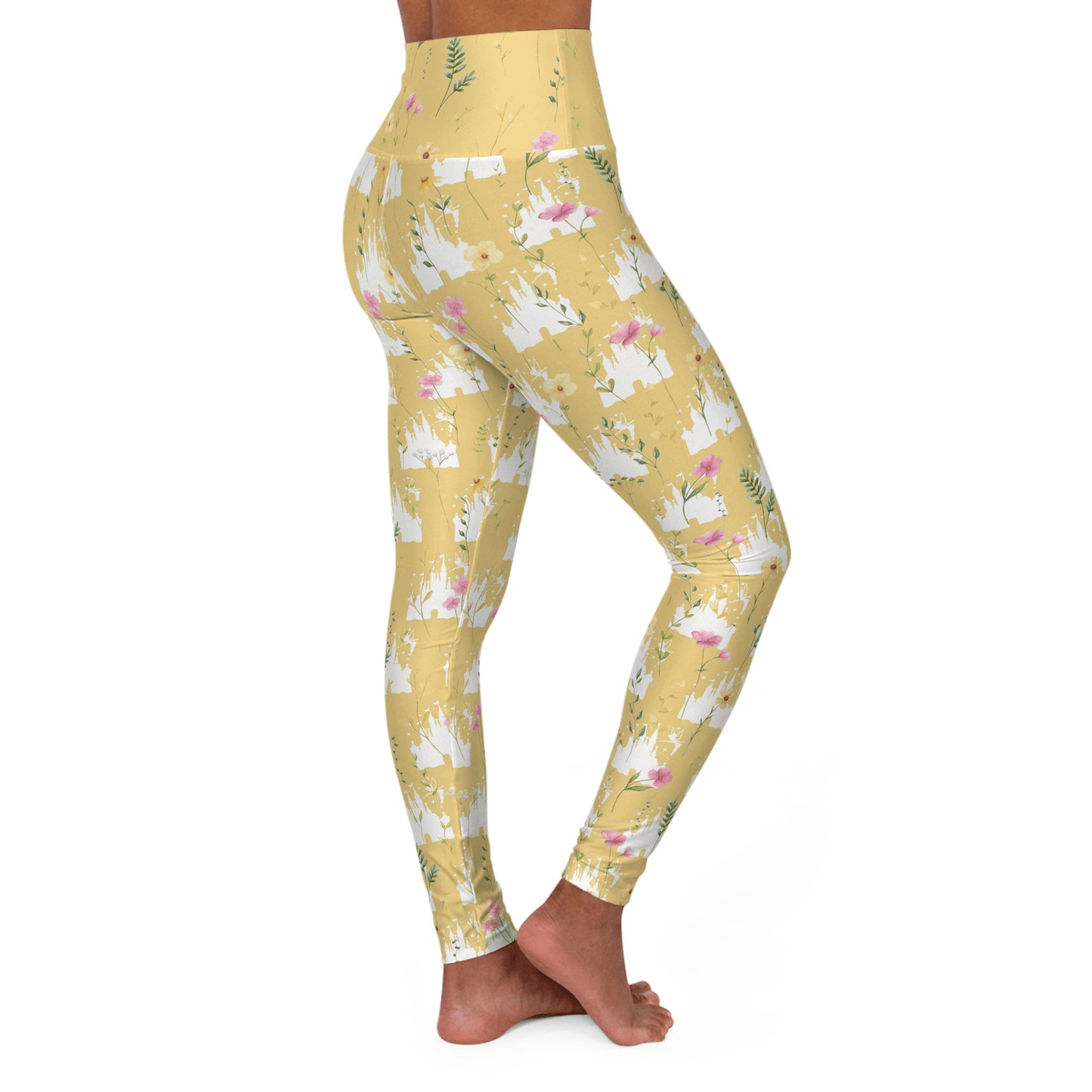 DN Leggings DN Castle Flower Pattern High Waisted Legging Yellow For Women