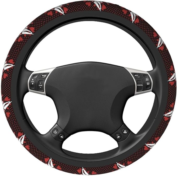 Betty Boop Steering Wheel Cover Betty Poop Heart Dots Pattern Driving Wheel Cover Black Red