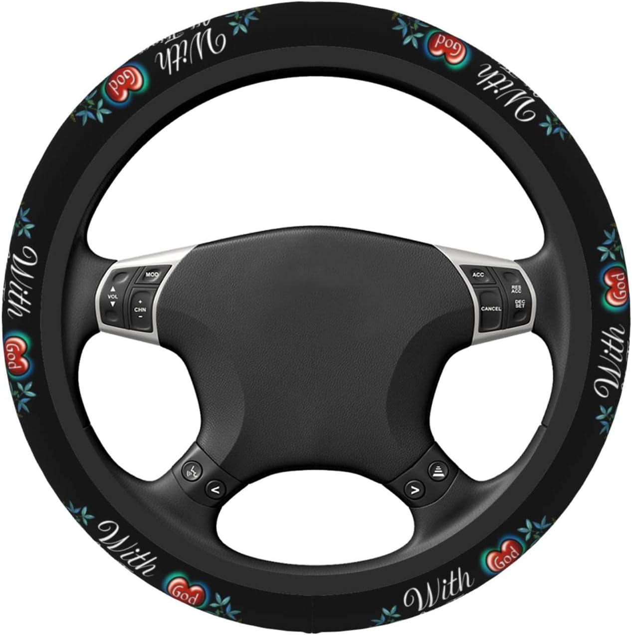 Jesus Steering Wheel Cover With God All Things Are Possible Flower Driving Wheel Cover Black