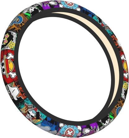 One Piece Steering Wheel Cover One Piece All Jolly Roger Pattern Driving Wheel Cover Colorful