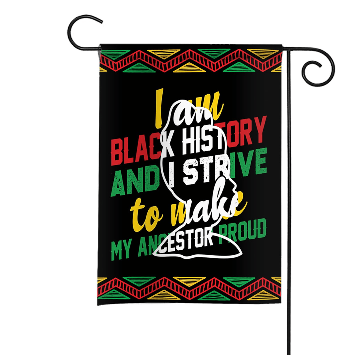 Africa American Flags I Am Strive To Walk My Ancestor Proud Flag Yellow Green Juneteenth Flag