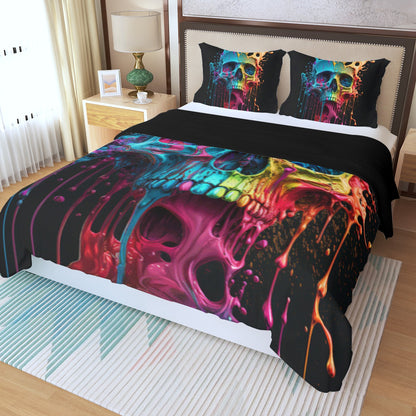 Skull Bedding Set Skull With Splashing Watercolor Duvet Covers Colorful Unique Gift