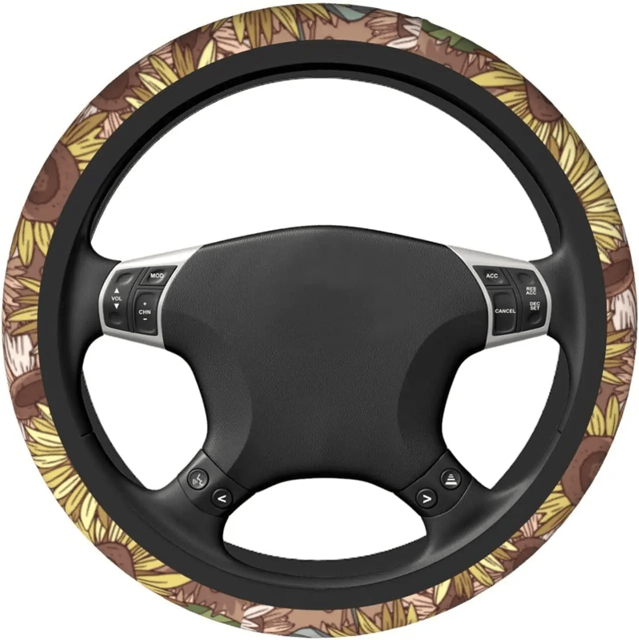 Sunflower Steering Wheel Cover Aesthetic Sunflower Graphic Pattern Driving Wheel Cover Yellow