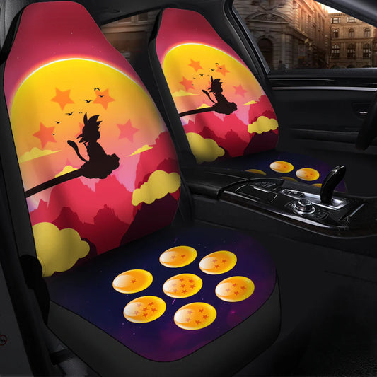 Dragon Ball Car Seat Covers Goku Kid Silhouette Dragon Ball Seat Covers Orange Red