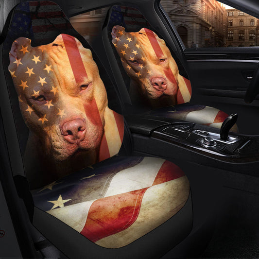 Pitbull American Flag Car Seat Cover