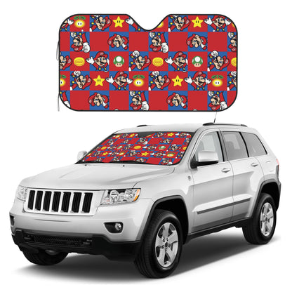 Mario Car Sun Shade Mario Flower Star Mushroom Winshield Sun Shade Red Blue