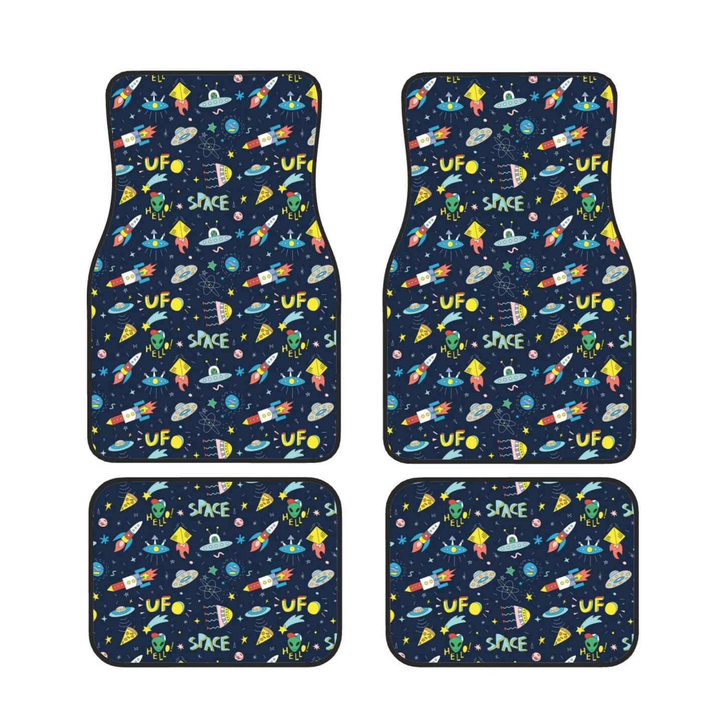 Alien Car Mats UFO Space Alien In The Space Pattern Car Floor Mats Colorful