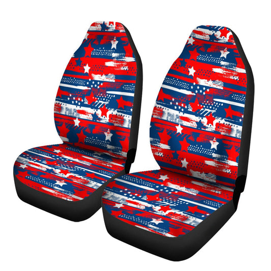 4th Of July Car Seat Covers Independence Day Star Grunge Pattern Seat Covers Blue Red