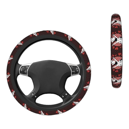 Betty Boop Steering Wheel Cover Betty Poop Heart Dots Pattern Driving Wheel Cover Black Red