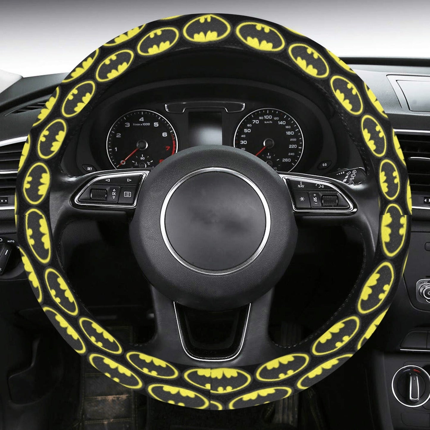 Batman Steering Wheel Cover The Batman Hero Symbol Pattern Driving Wheel Cover Yellow Black