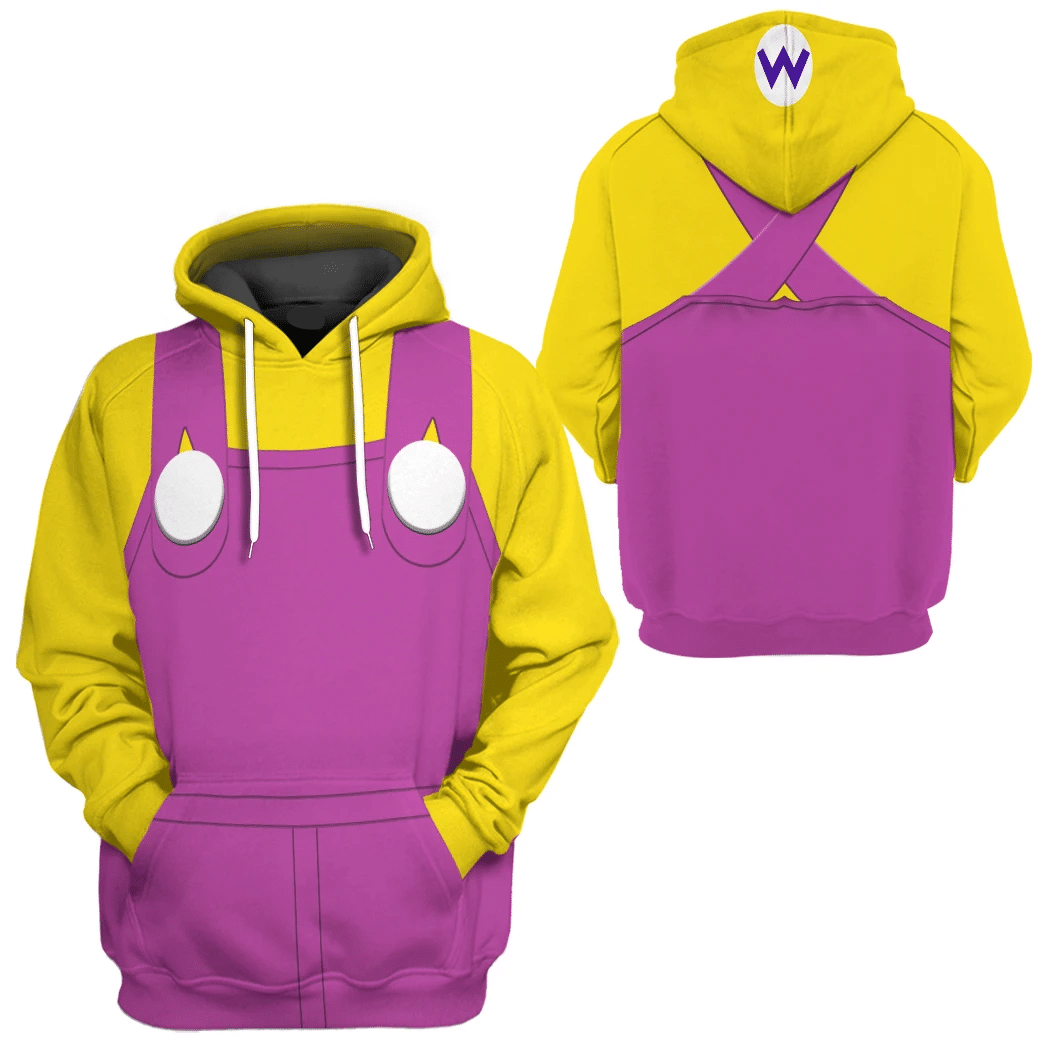 Super Mario Costume Hoodie Game Character Wario Costume T-shirt Sweatshirt Yellow Pink Unisex Adults