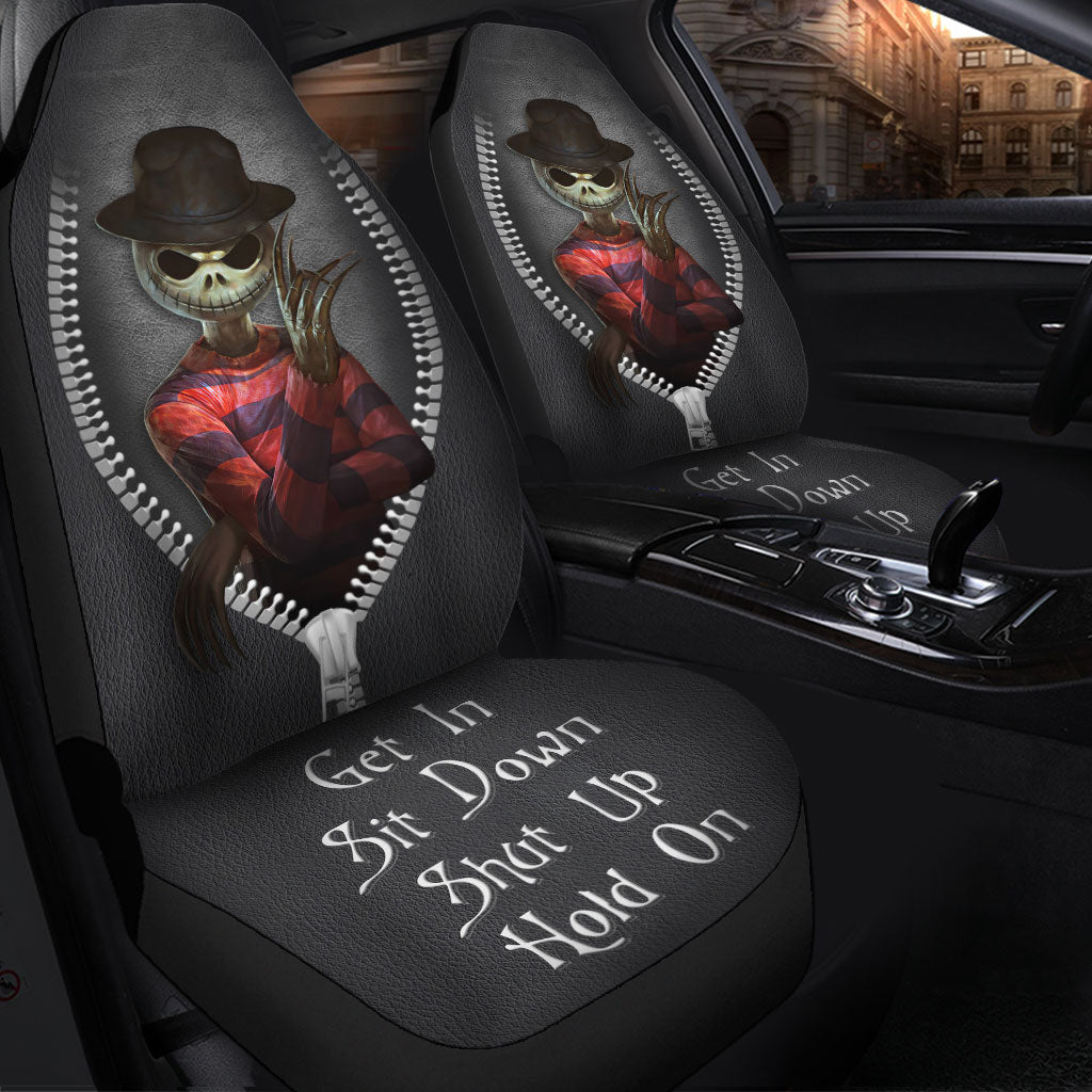 Jack Skellington Mix Freddy Krueger Horror Get In Sit Down Shut Up And Hold On Car Zipper Car Seat Covers