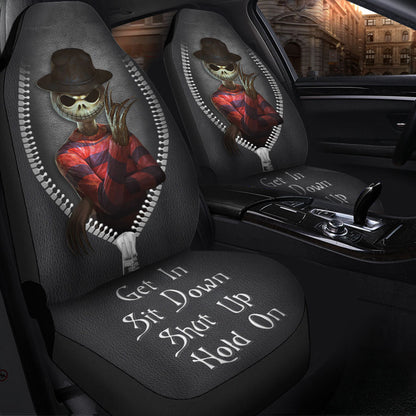 Jack Skellington Mix Freddy Krueger Horror Get In Sit Down Shut Up And Hold On Car Zipper Car Seat Covers