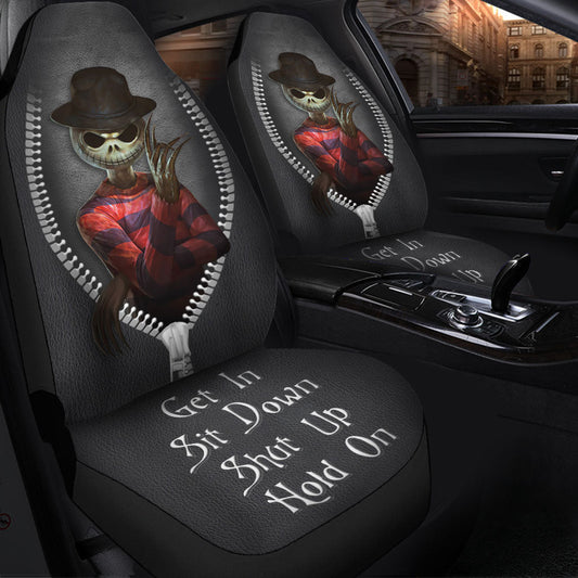 Jack Skellington Mix Freddy Krueger Horror Get In Sit Down Shut Up And Hold On Car Zipper Car Seat Covers