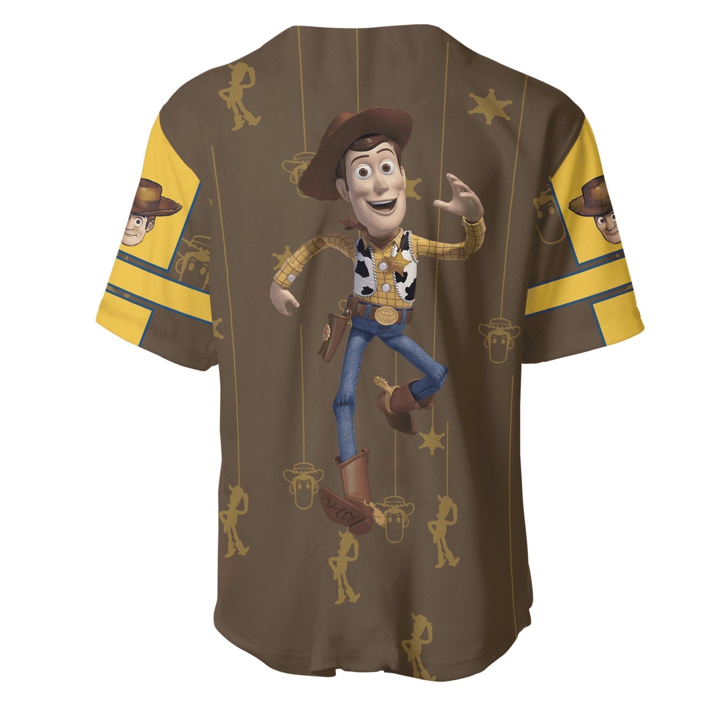 Disney Jersey Disney Toy Story Woody Character Graphic Brown Yellow Patterns Jersey Shirt Disney Baseball Jersey Toy Story Baseball Jersey