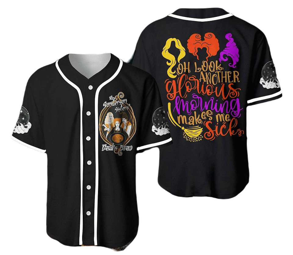 Hocus Pocus Baseball Jersey Morning Makes Me Sick Hocus Pocus Jersey Shirt Black Unisex Adult New Release