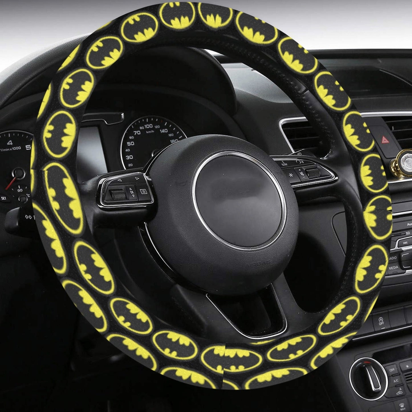 Batman Steering Wheel Cover The Batman Hero Symbol Pattern Driving Wheel Cover Yellow Black