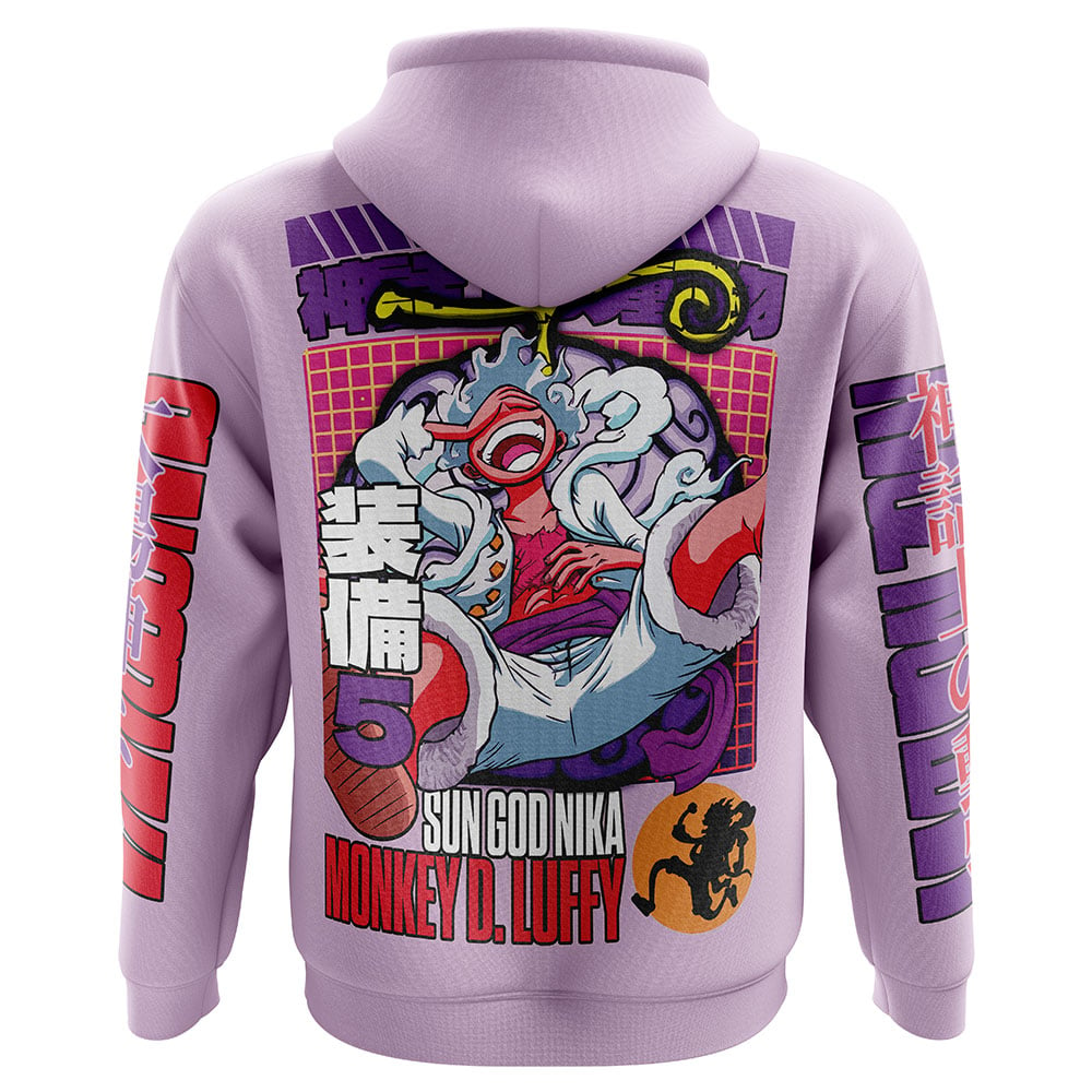 One Piece Hoodie Sun God Nika Monkey D Luffy Hoodie Purple Unisex