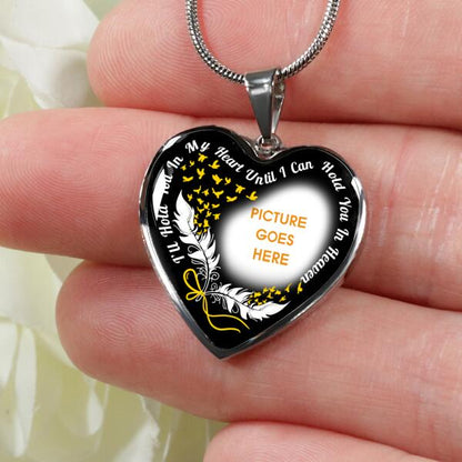 Personalized Memorial Heart Necklace Memorial I Will Hold In My Heart For Husband  Custom Memorial Gift M81B