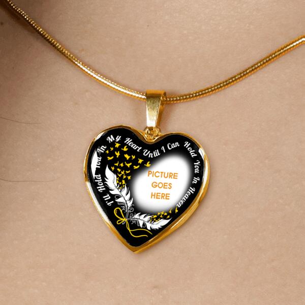 Personalized Memorial Heart Necklace Memorial I Will Hold In My Heart For Husband  Custom Memorial Gift M81B