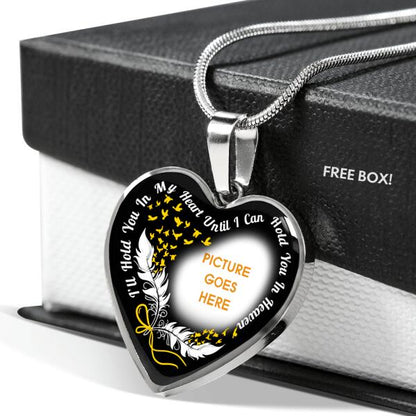 Personalized Memorial Heart Necklace Memorial I Will Hold In My Heart For Husband  Custom Memorial Gift M81B