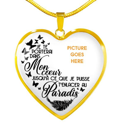 Collier commémoratif personnalisé je te porterai dans mon cœur collier coeur French M81D